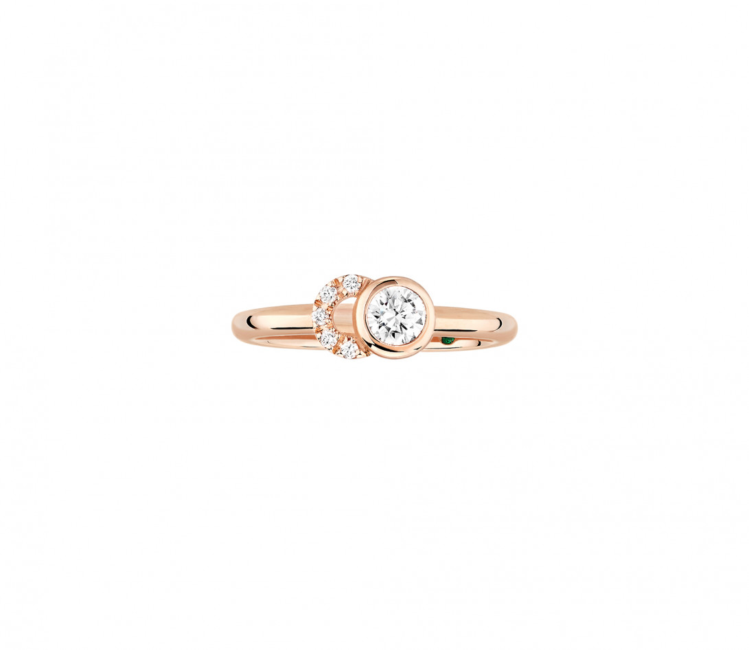 Bague CO - Or rose 18K, diamants synthétiques - Vue 1