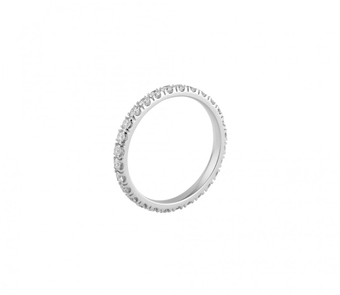 Alliance full-pavée (1,8mm) - Or blanc 18K (1,50 g), diamants 0,60 ct - Profil