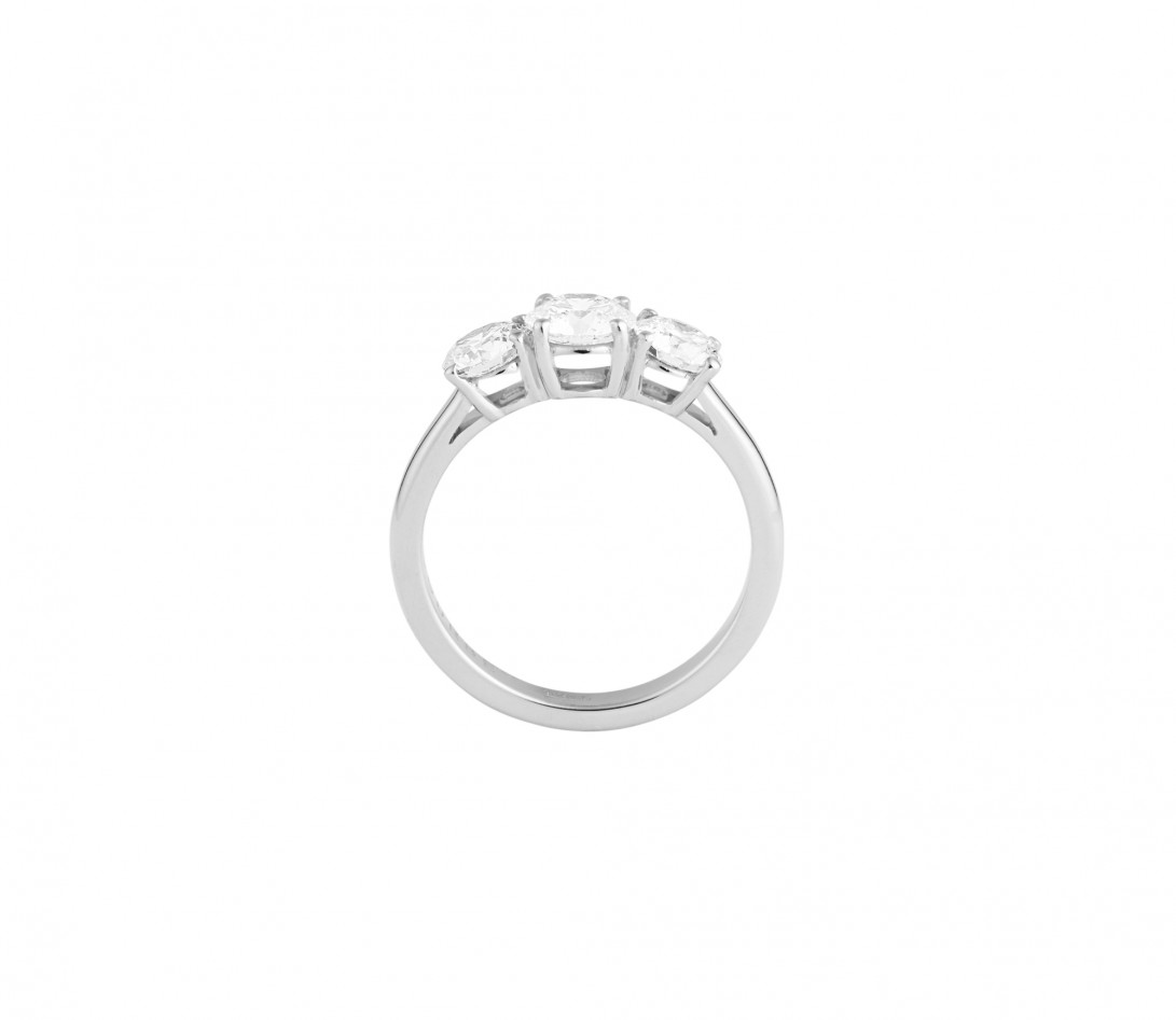 Bague solitaire Trio - Or blanc 18K (4,90 g), 3 diamants 2 cts - Profil