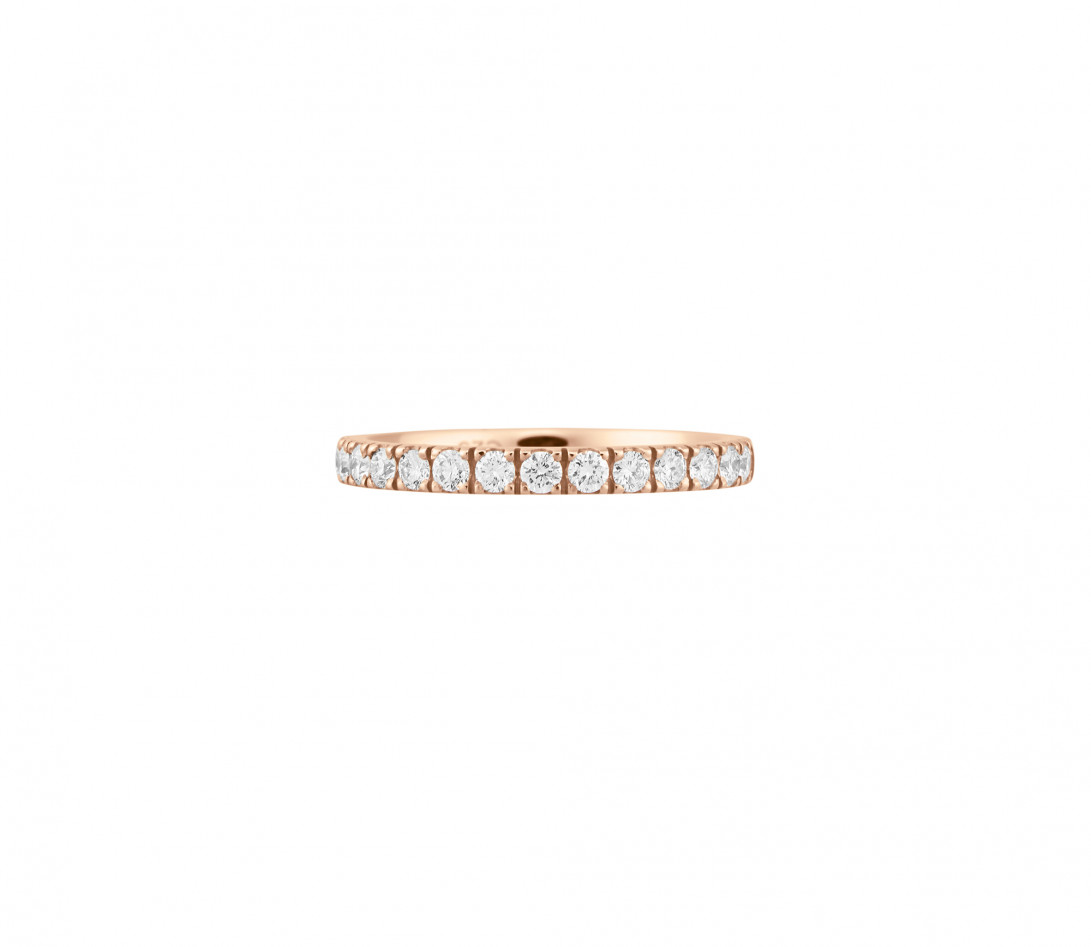 Alliance demi-pavée (2,3 mm) - Or rose 18K (2,90 g), diamants 0,40 ct - Face