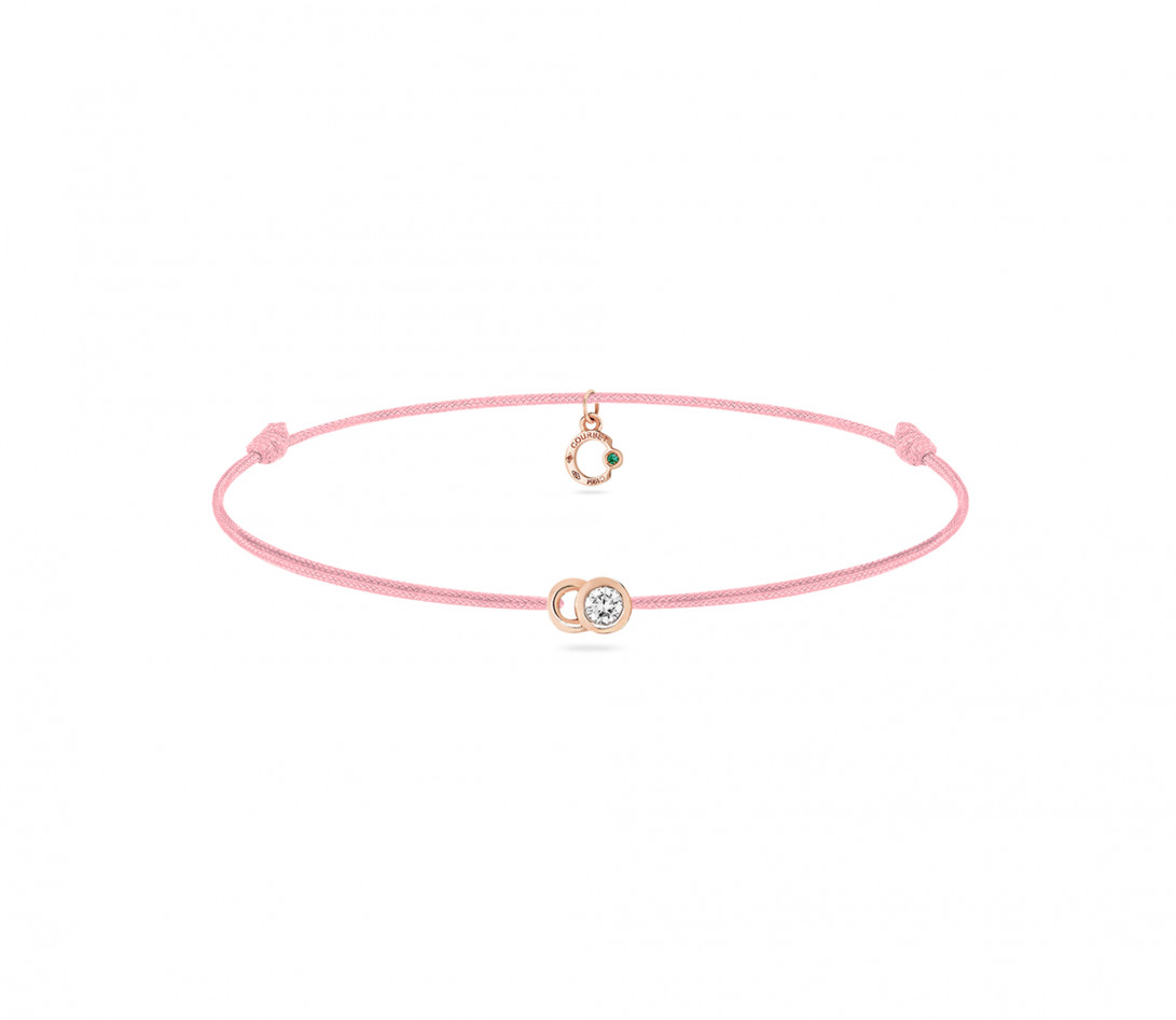 Bracelet cordon LET'S COMMIT rose ballerine en or rose - Face