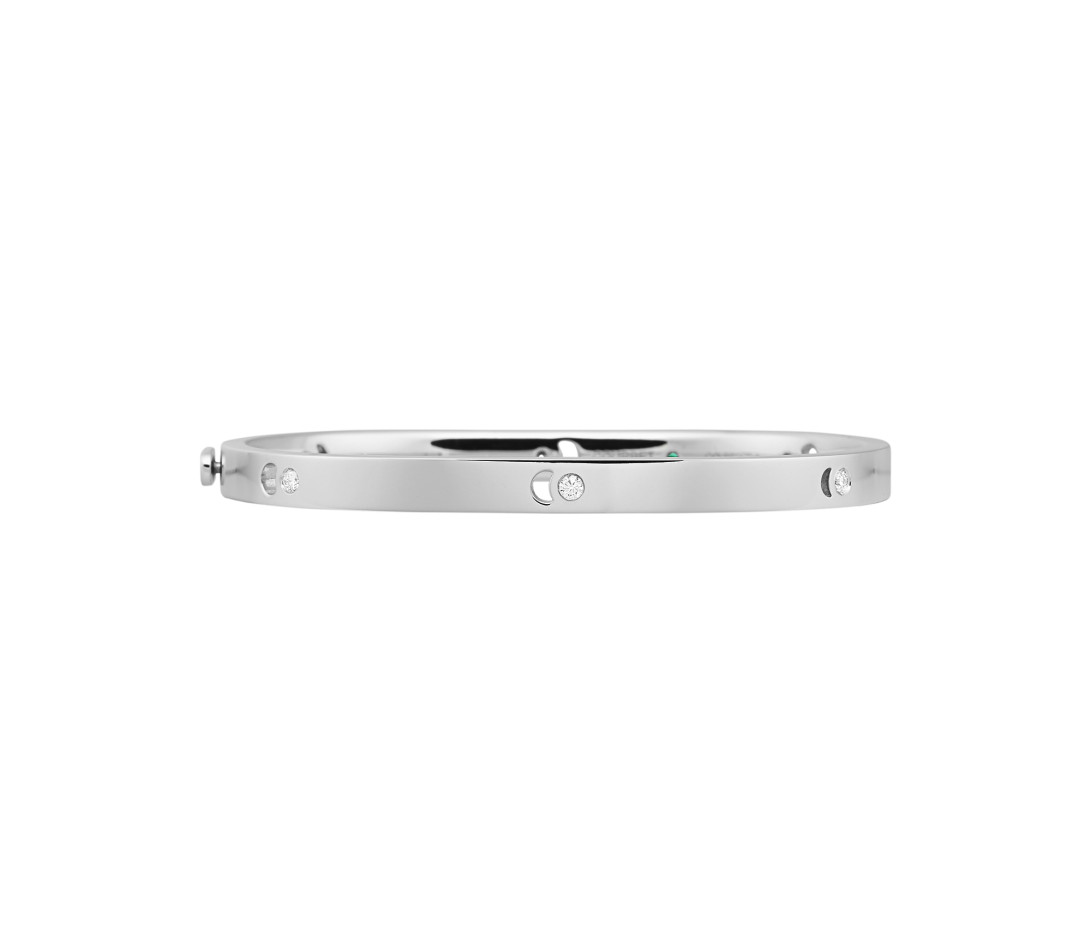 Jonc Eclipse petit modèle - Or blanc 18K (25,00 g), diamants 0,18 cts - Face