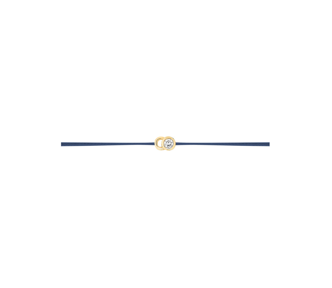 Bracelet cordon LET'S COMMIT bleu Courbet en or jaune - Profil