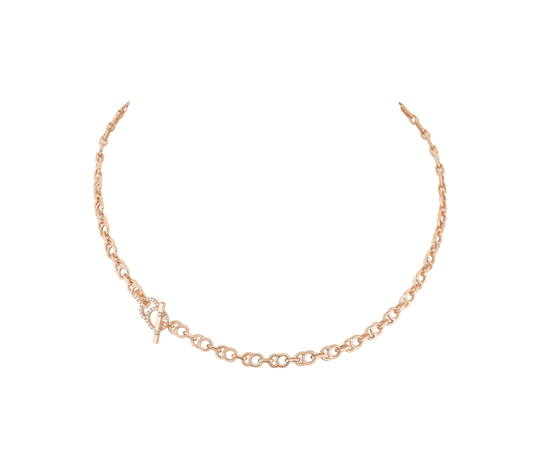 Collier chaîne CELESTE 43cm fermoir pavé en or rose - P2