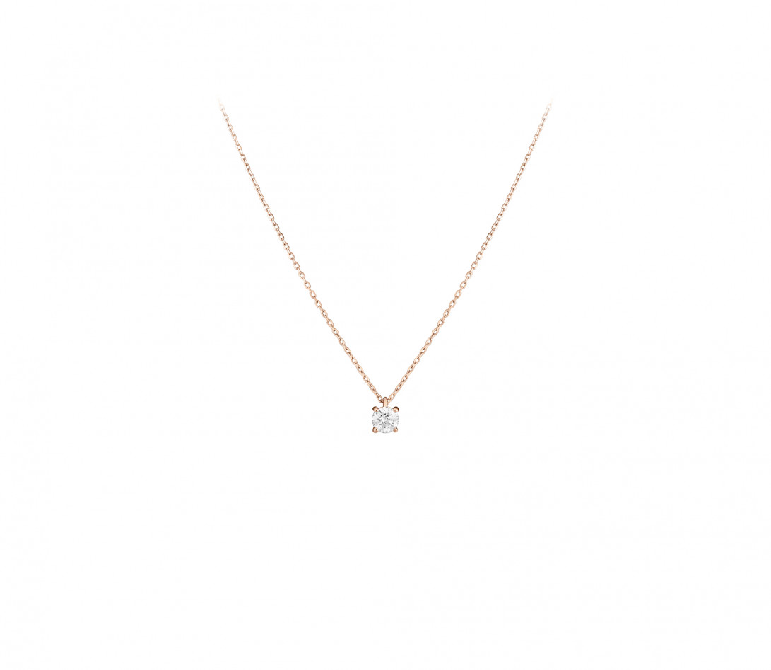 Collier quatre griffes - Or rose 18K (3,50 g), diamant 0,3 ct - Face