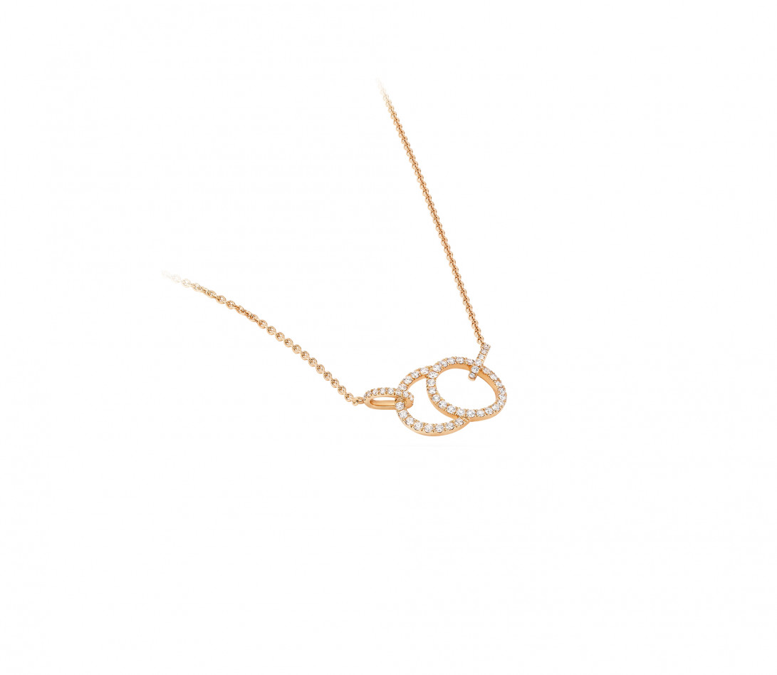 Collier - Or rose 18K (5,00 g), diamants 0,39 cts - Vue 2