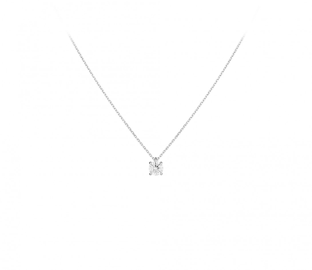 Collier quatre griffes - Or blanc 18K (3,50 g), diamant 0,7 ct - Face