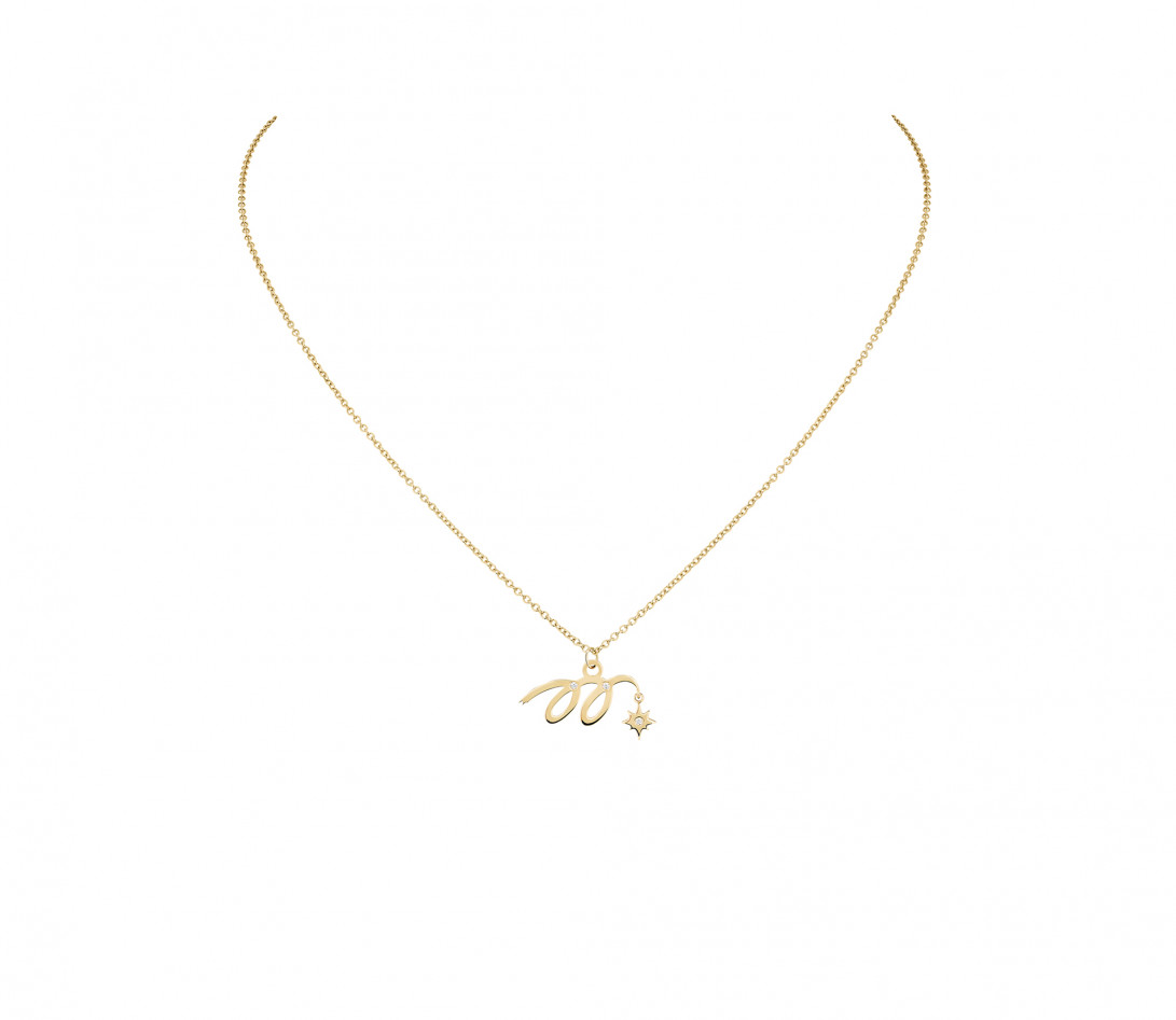 Collier pendentif MARZIA X COURBET « M » en or jaune - packshot 1 - Courbet