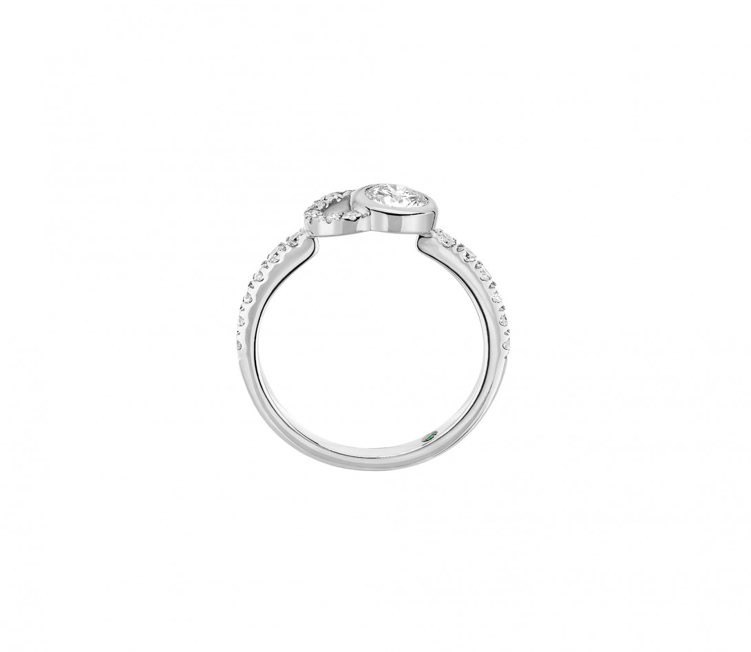 Bague CO demi pavée - Or blanc 18K, diamants synthétiques - Vue 3